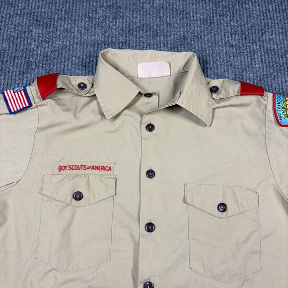 Vintage Boys Scouts of America Shirt Men's M Short Sleeve Uniform Khaki Official - Picture 2 of 6